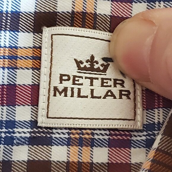 Peter Millar Shirt Mens XXL Blue Pink Check Plaid Cotton Long Sleeve Button Up - Picture 16 of 16